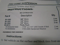 FORD F250 F350 2-PIECE DRIVESHAFT ALIGNMENT SHIM KIT 2-8" LIFT VIBRATION REPAIR - ZINC PLATED