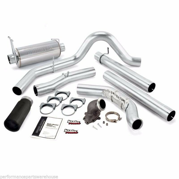 BANKS MONSTER EXHAUST & POWER ELBOW Early-99 FORD 7.3L F250/350 - BLACK TIP