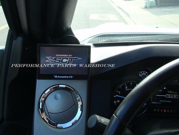 SCT LIVEWIRE TS TUNER & PILLAR GAUGE MOUNT 2011-16 FORD F250/350 (N0 DPF DeIete)