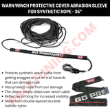 WARN WINCH PROTECTIVE COVER ABRASION SLEEVE For SYNTHETIC ROPE - 36"